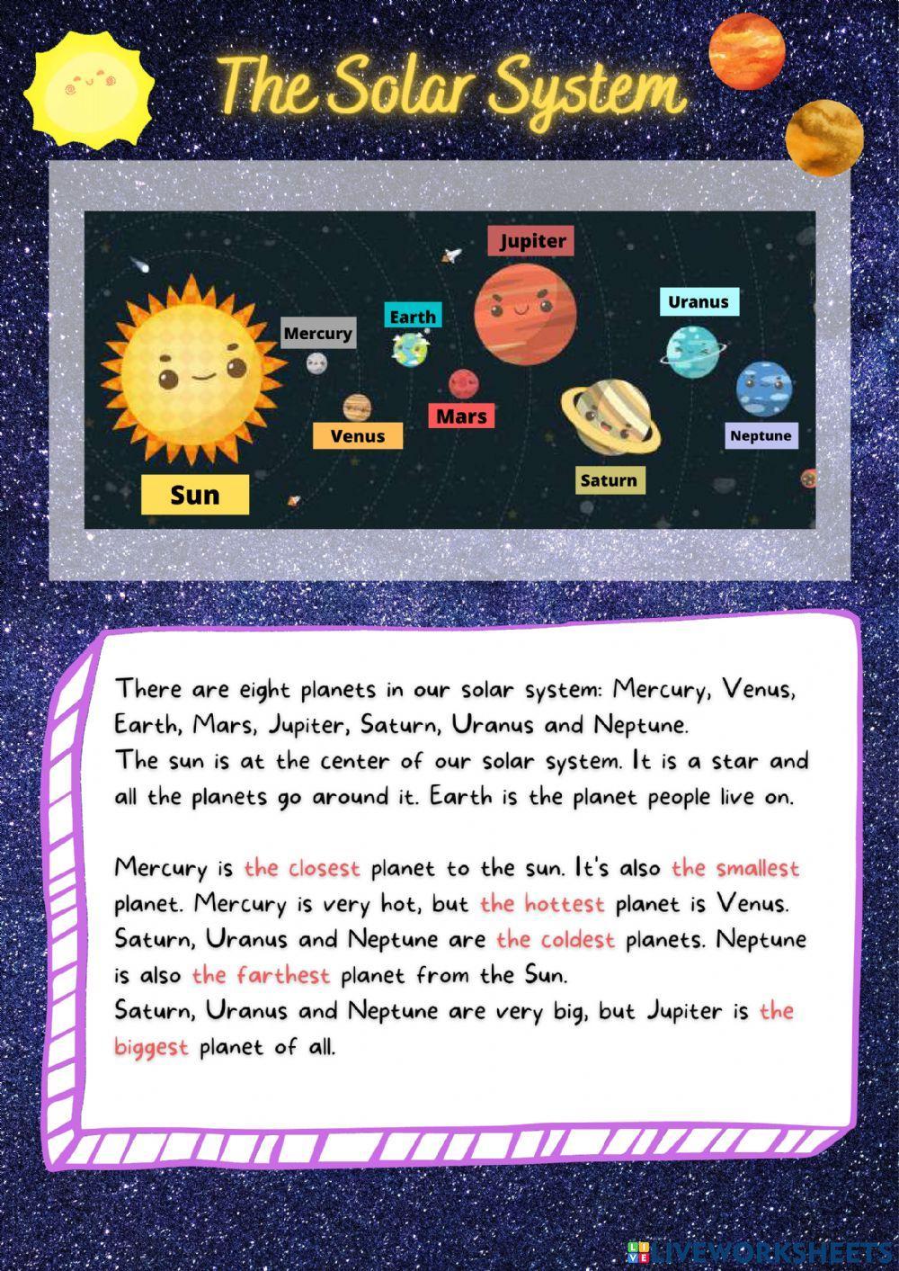 Reading - The solar system