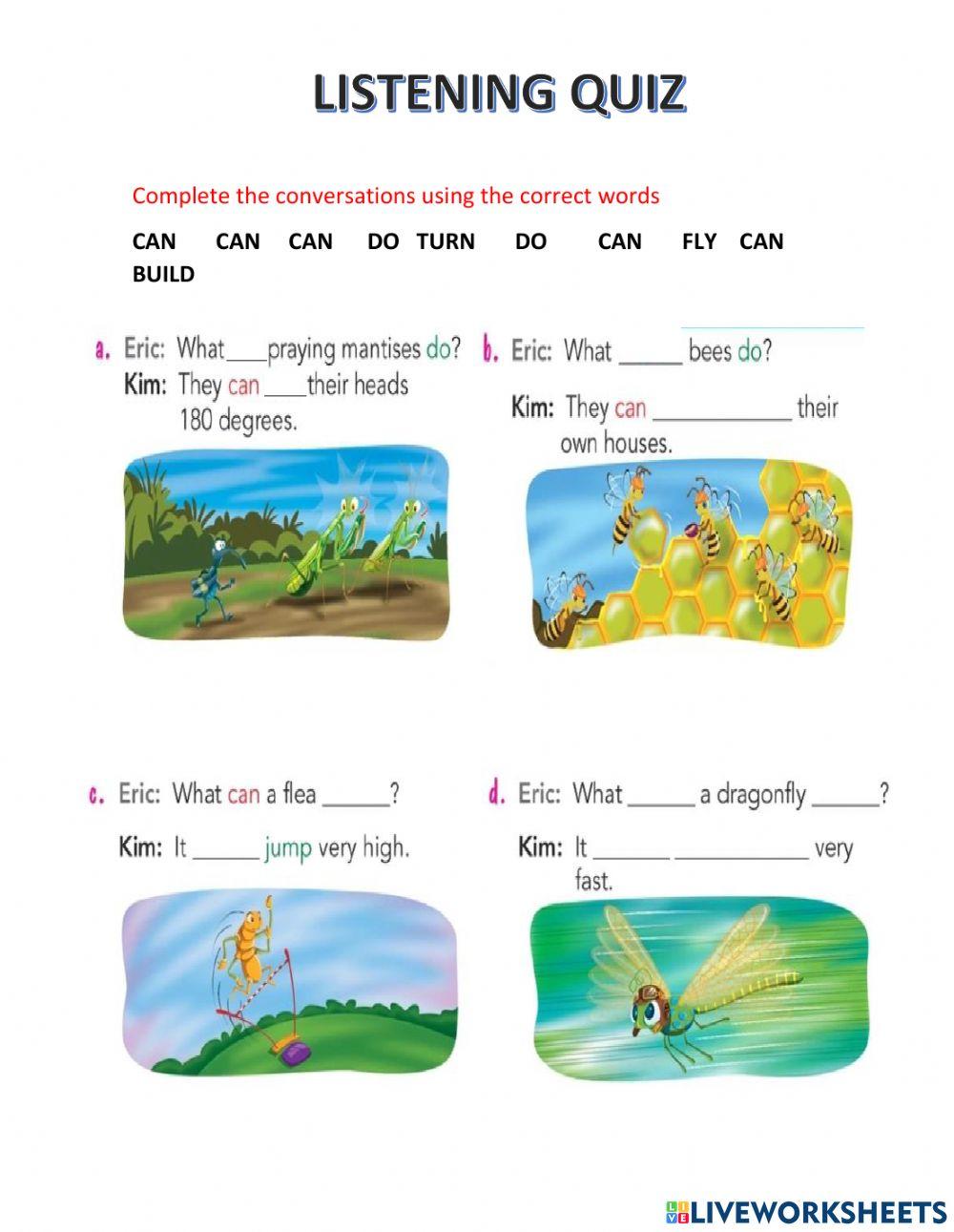 Listening activity with can
