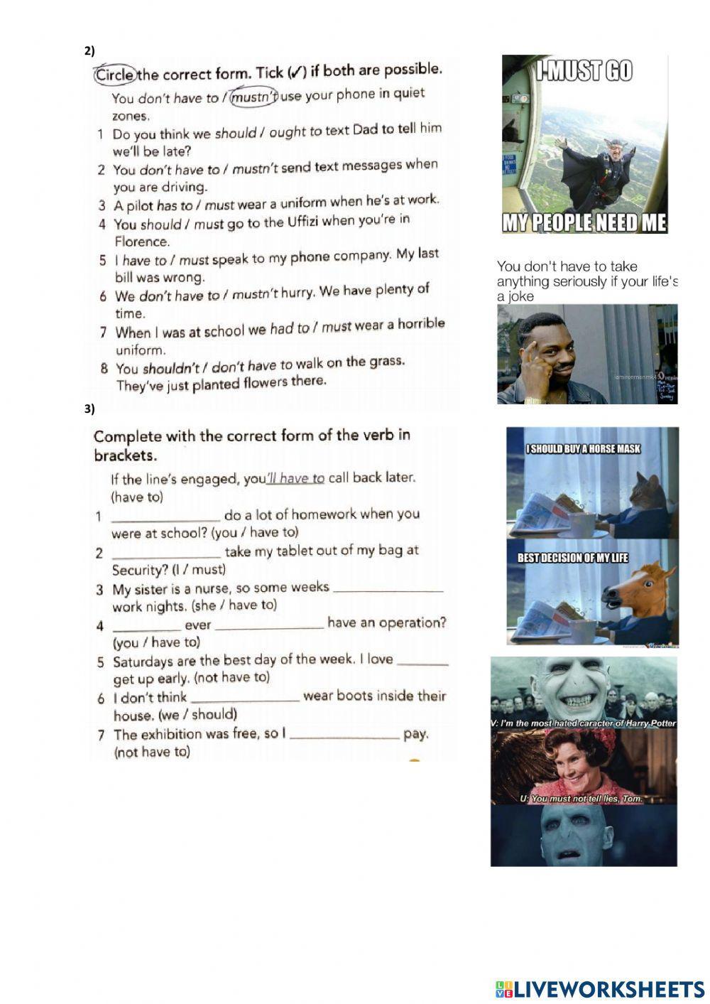 Modal Verbs (have to, must, should) and Phone Language