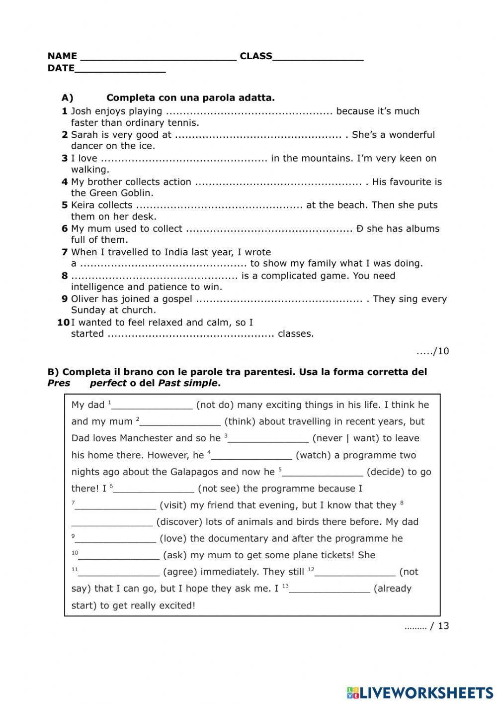 Used to , past continuous , future , present perfect , simple past