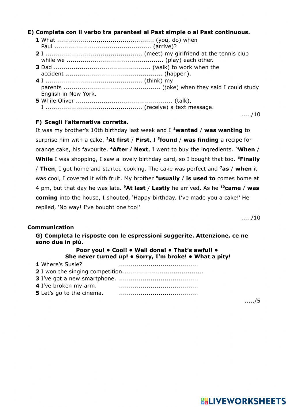 Used to , past continuous , future , present perfect , simple past