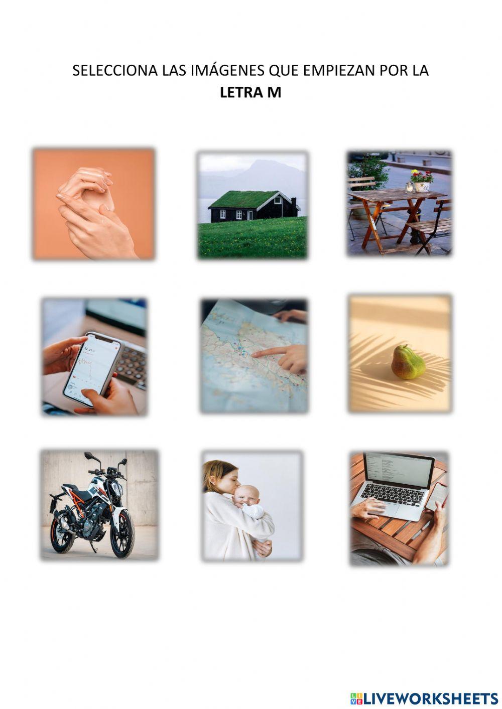 Selecciona las palabras que empiecen por m