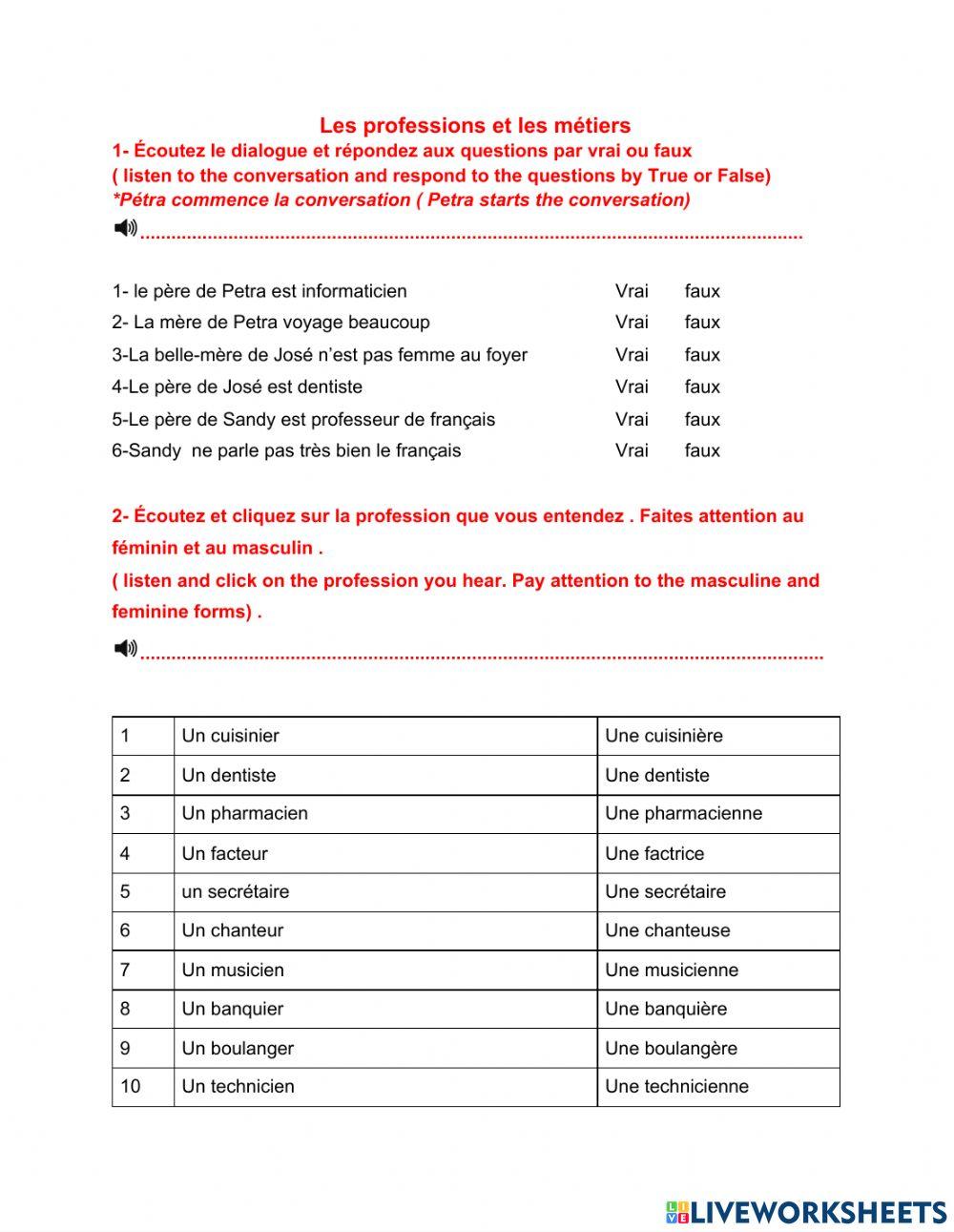 Les professions et métiers à l'écoute