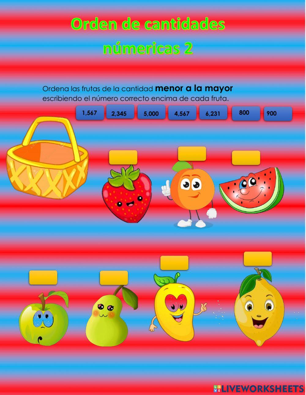 Orden de Cantidades Numéricas 2