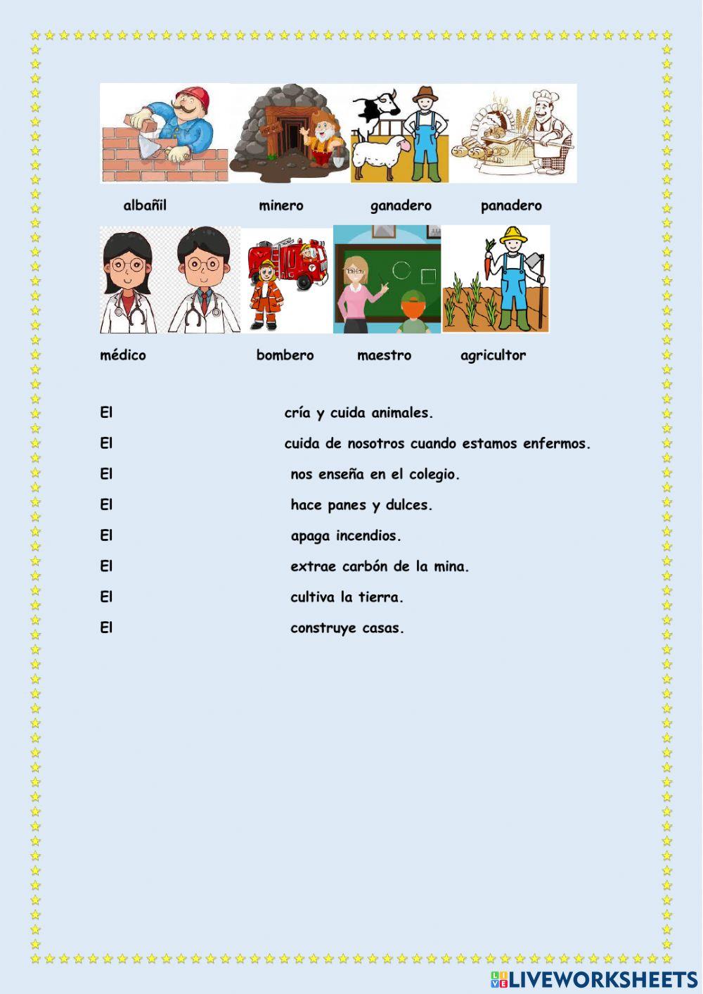 Completa oraciones con profesiones