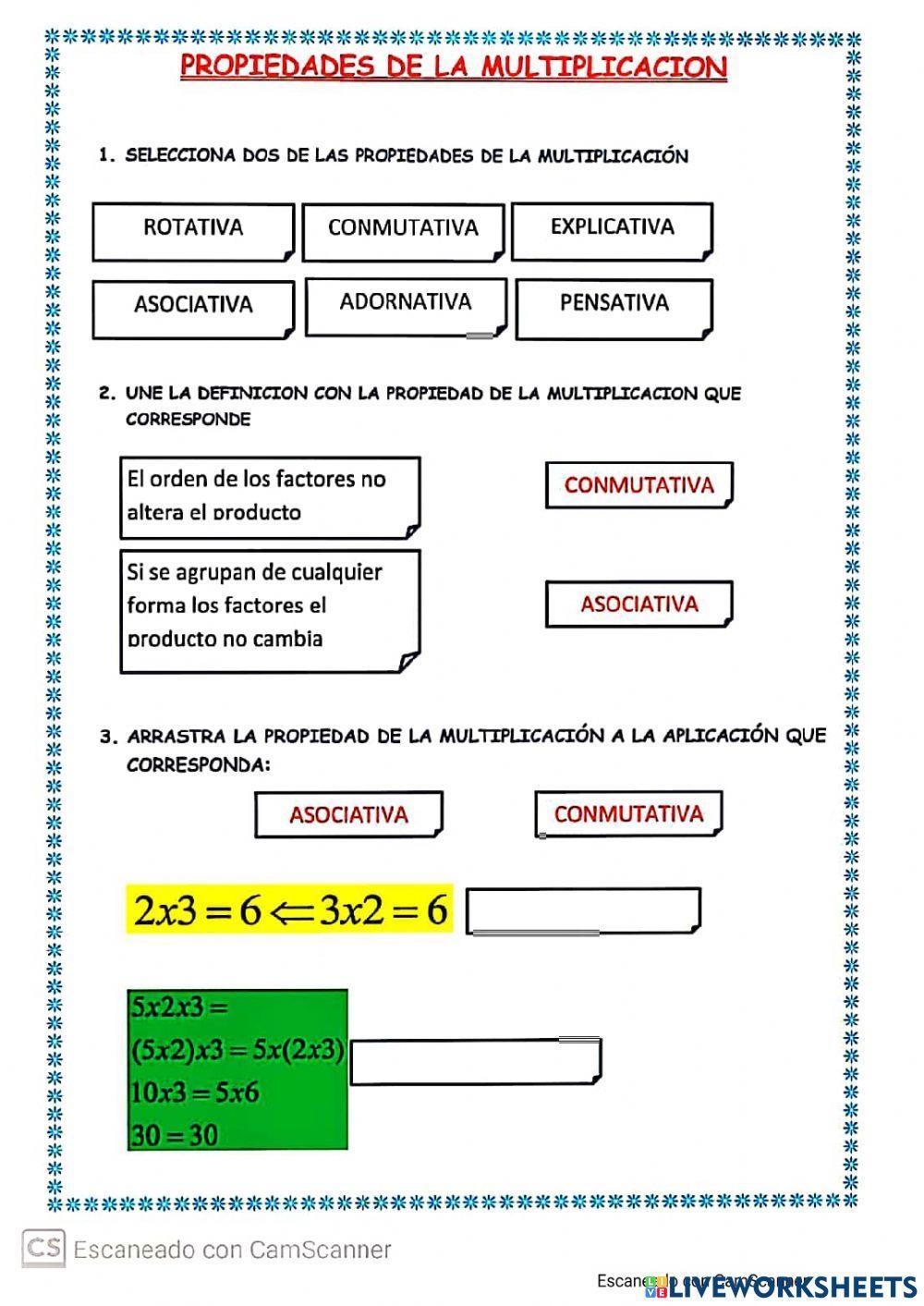 Propiedad conmutativa de la multiplicación