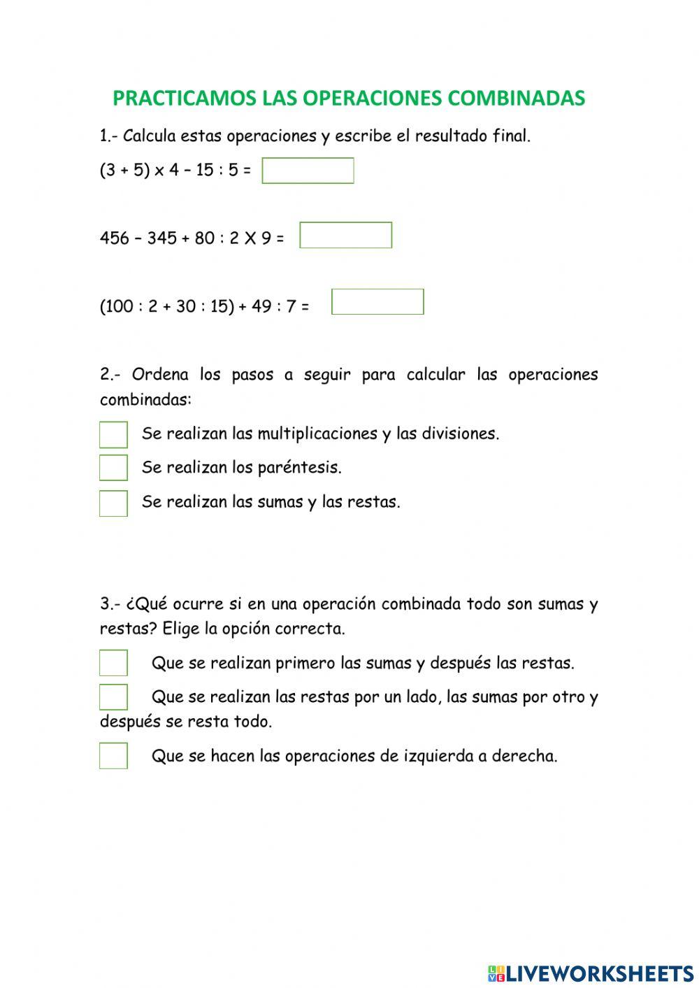 Operaciones combinadas