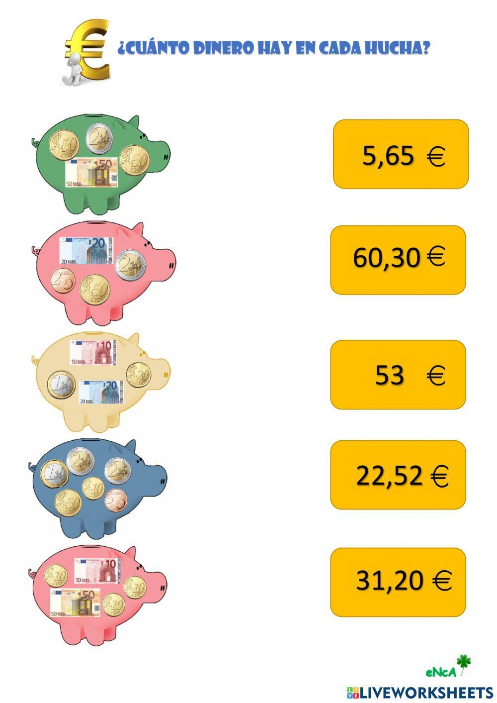 ¿Cuánto dinero hay en cada hucha?