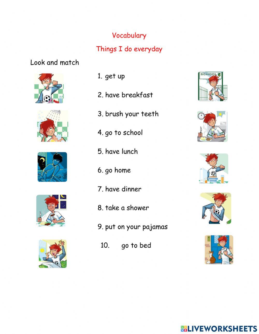 Everyday activities vocabulary