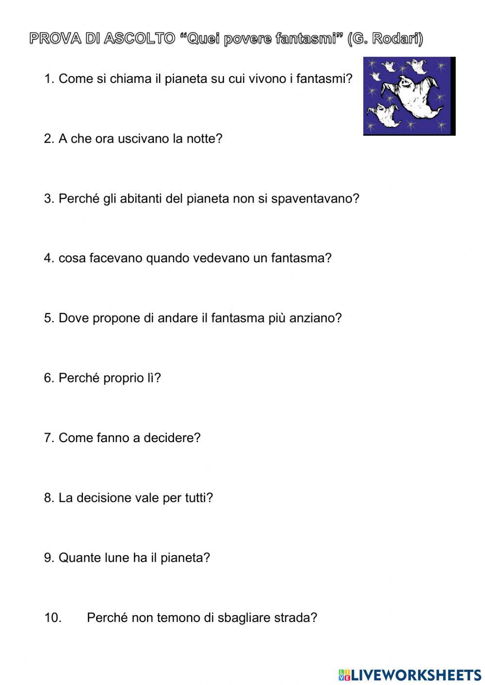 Prova ascolto -Quei poveri fantasmi- Rodari