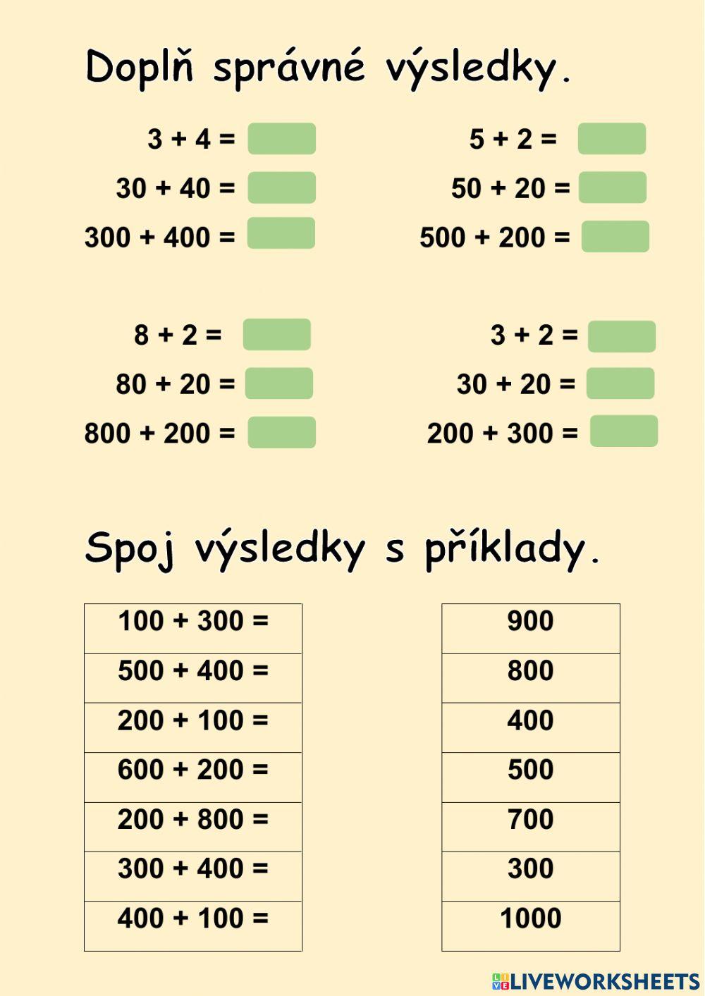 Počátek sčítání do 1000