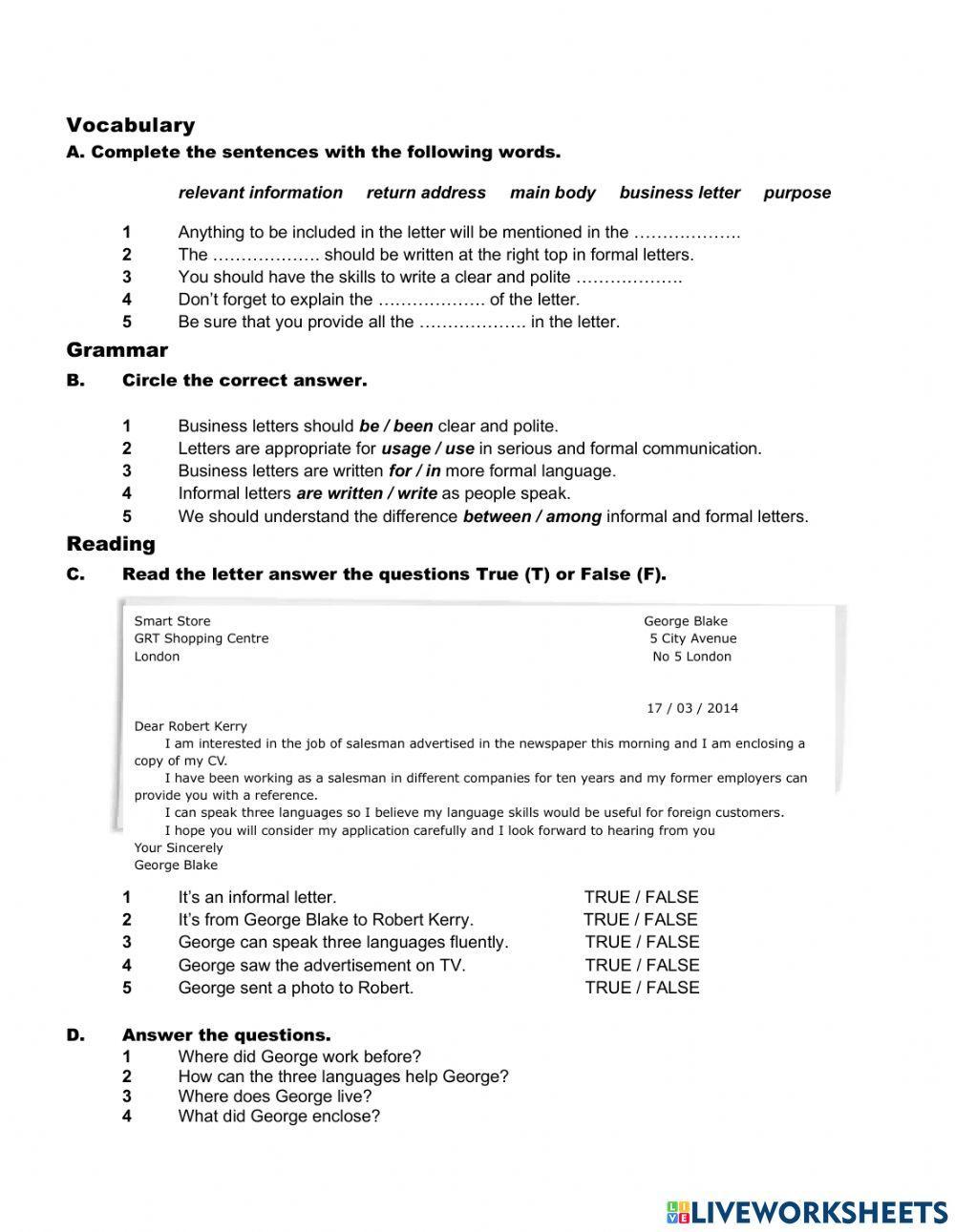 Business English letters