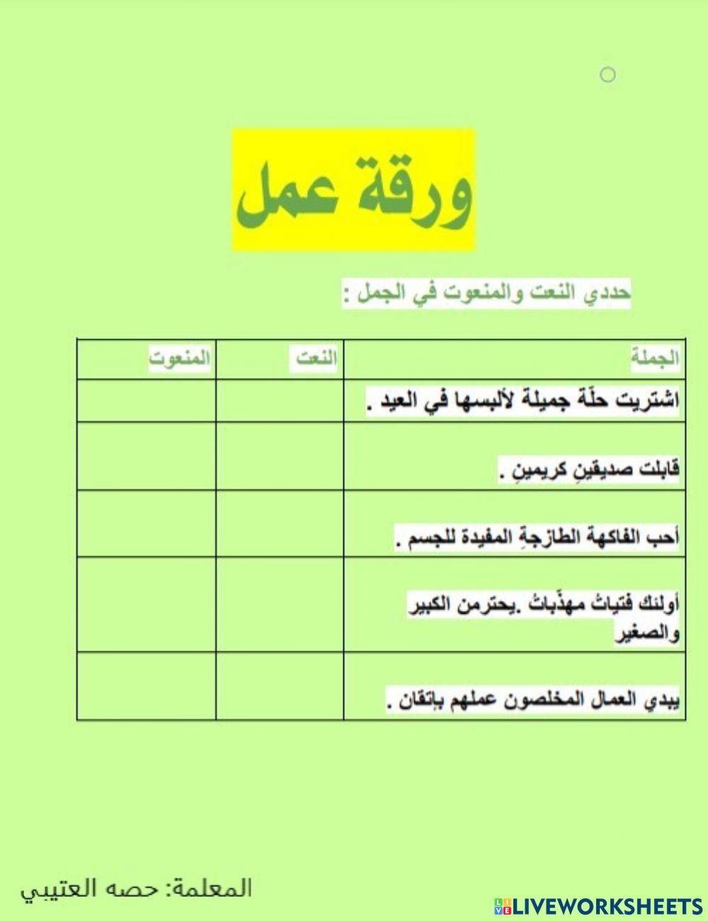 النعت والمنعوت