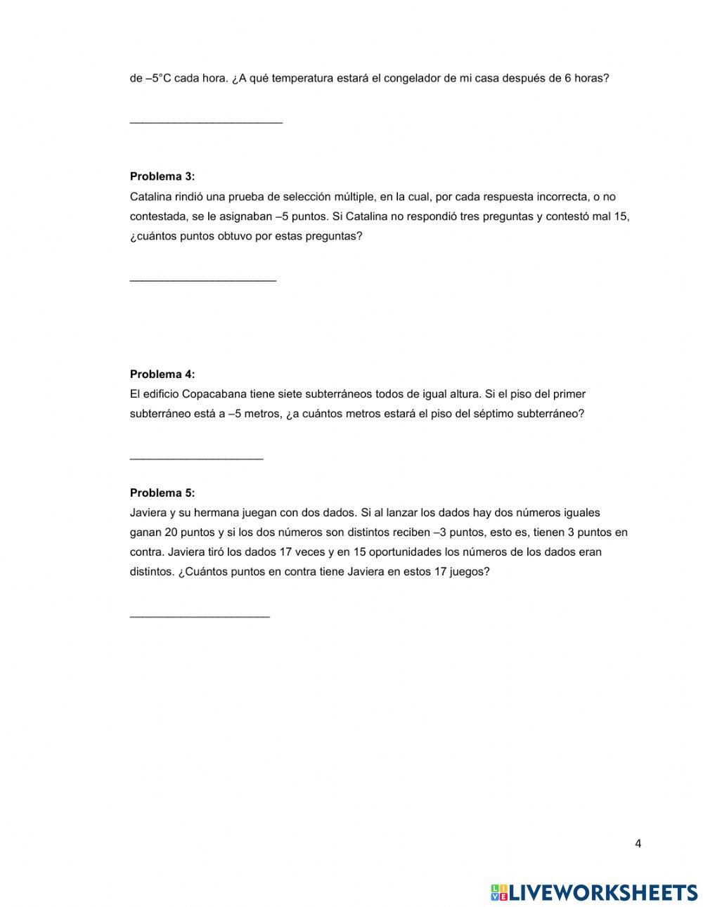 Multiplicación y división de números enteros