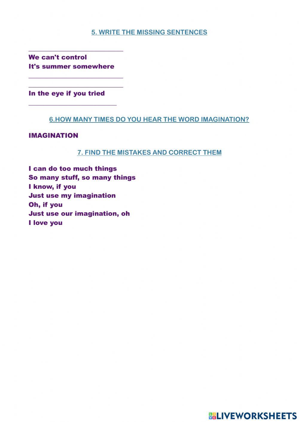Esl imagination foster the people worksheet | Live Worksheets