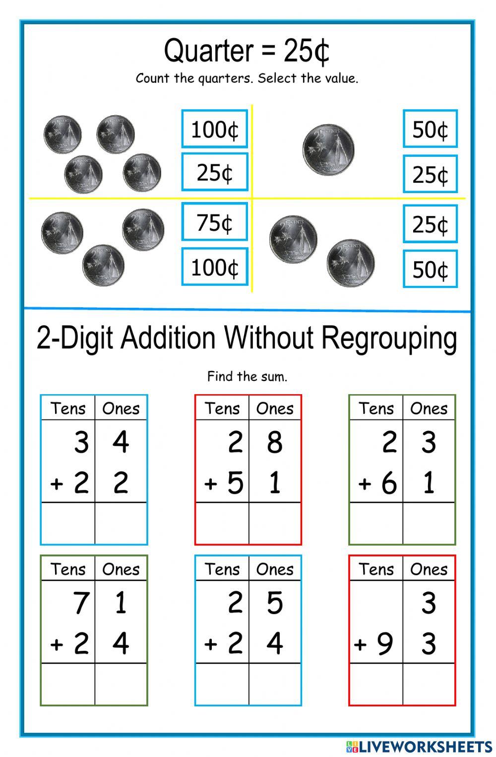 Quarters - 2-digit addition DJ