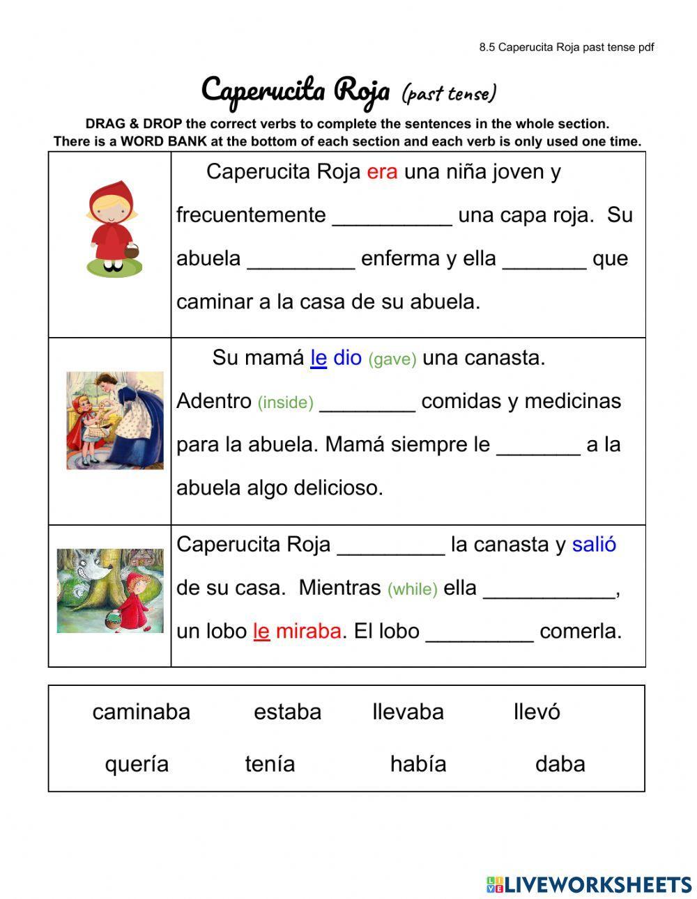 8.5 Caperucita Roja past tense