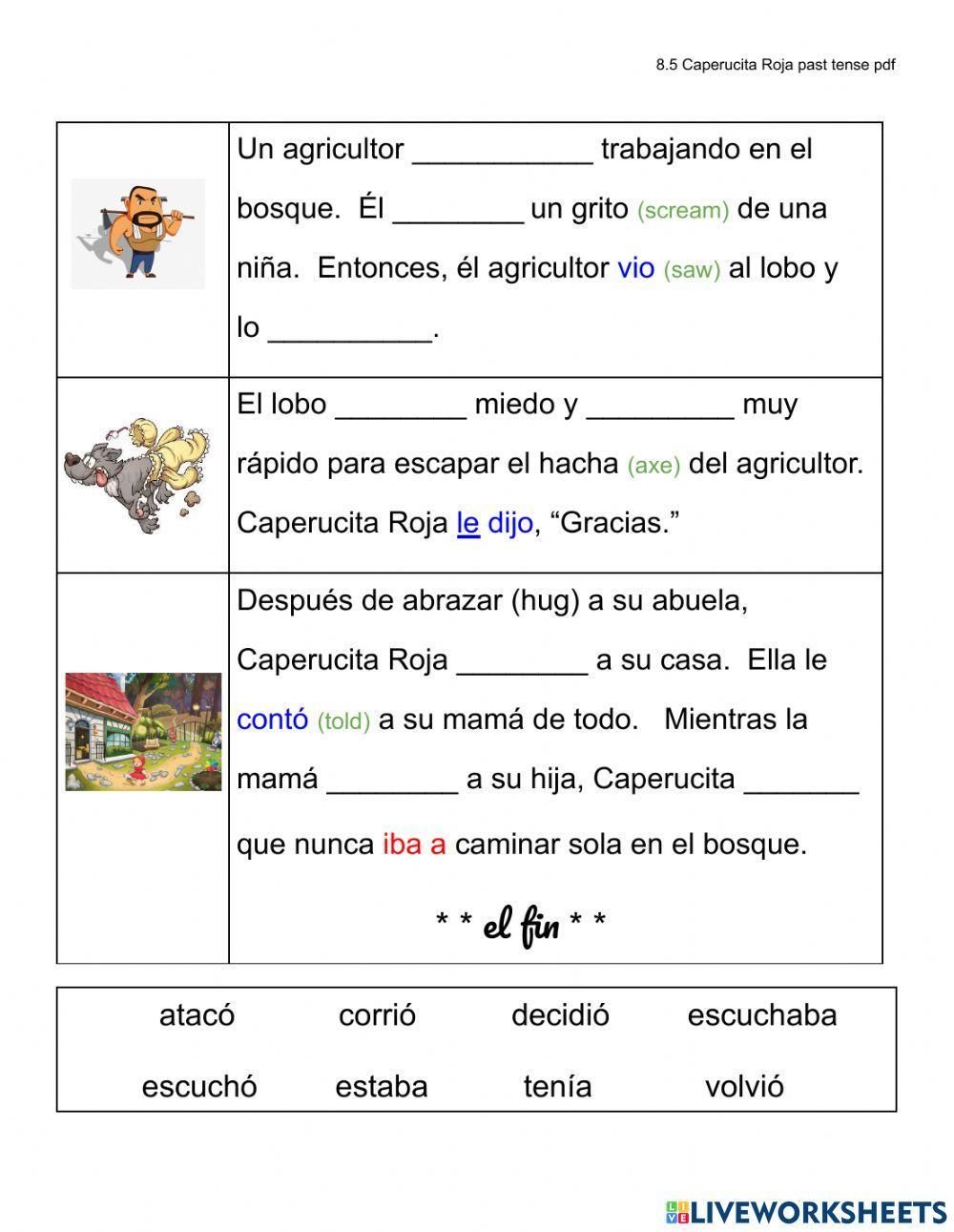 8.5 Caperucita Roja past tense