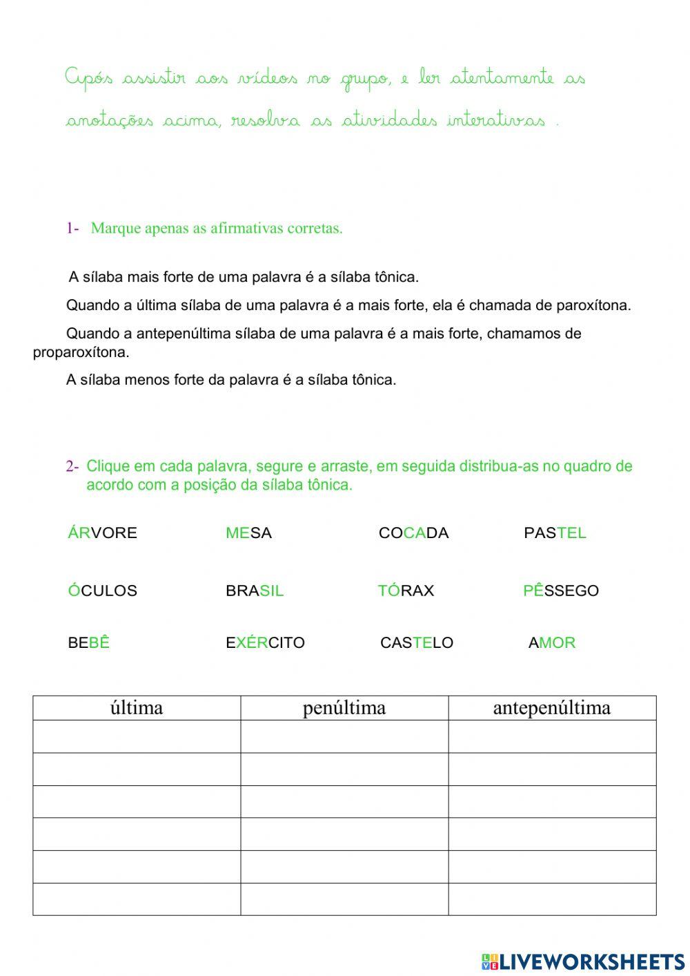 Tonicidade e Classificação Tônica