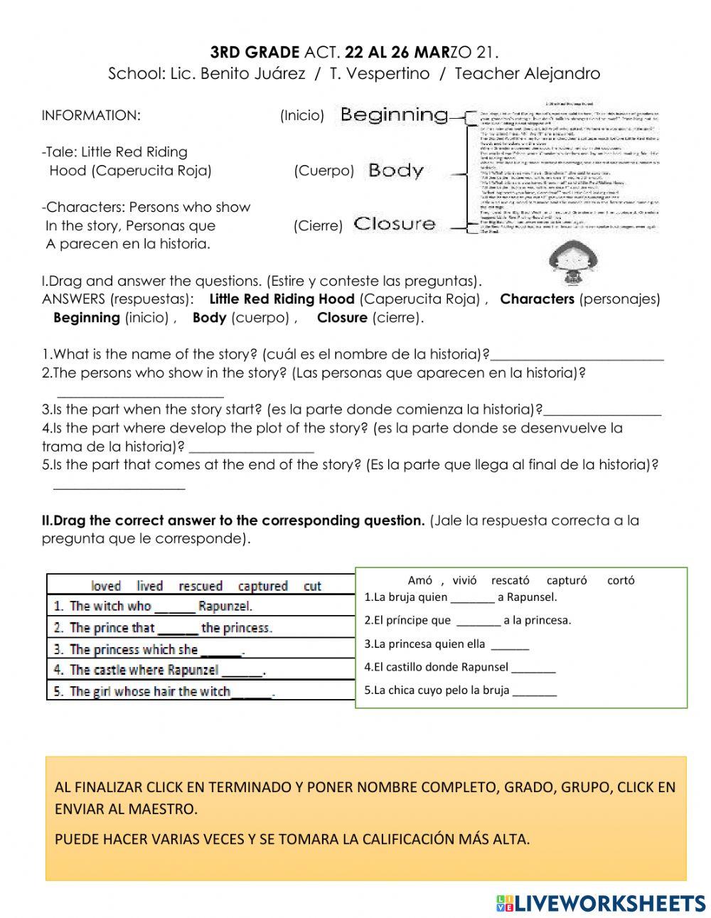 3rd grade-act. 22 al 26 marzo 21.