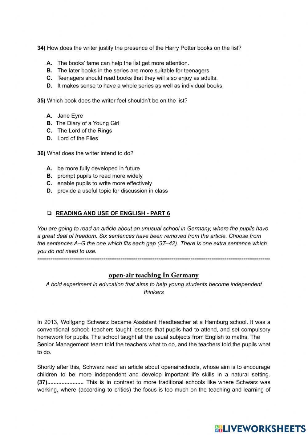 Mock 1 - reading (first for schools trainer 2)