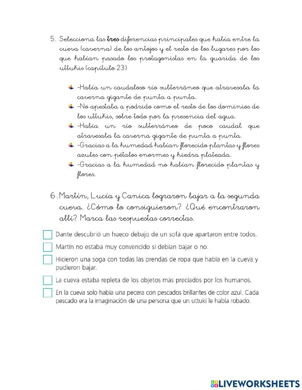 Control de lectura -Martín y el mundo de las cosas perdidas-