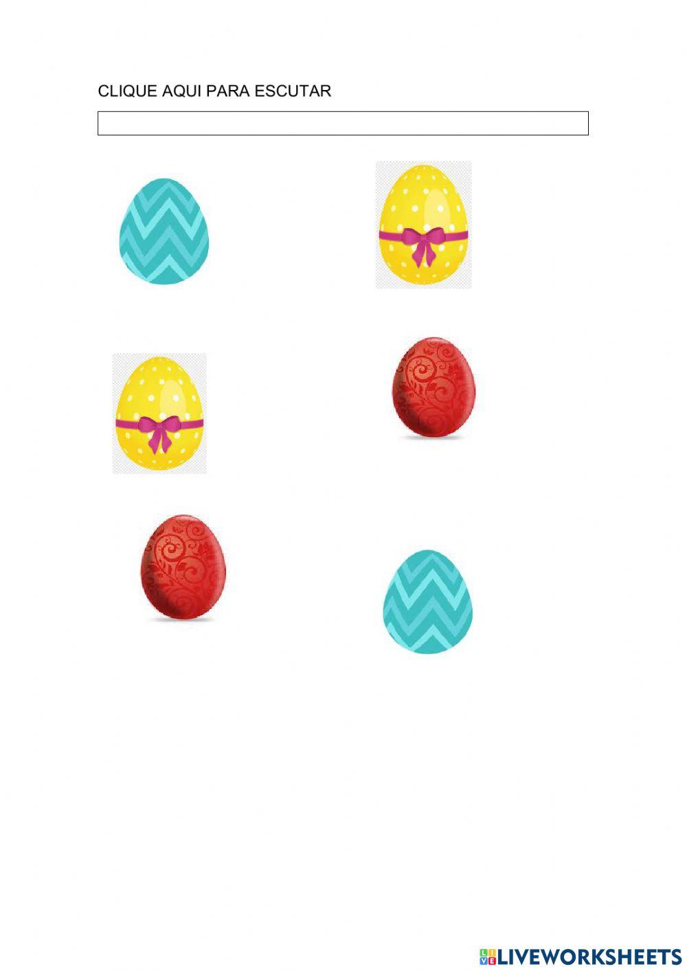 Observe os ovos de Pàscoa e suas cores e ligue corretamente