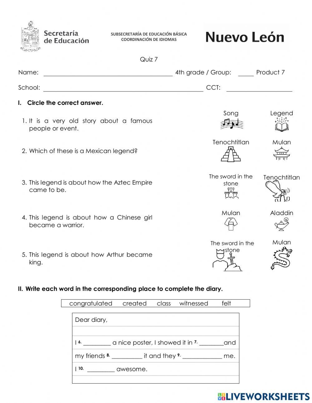 Quiz MARZO CUARTO grado