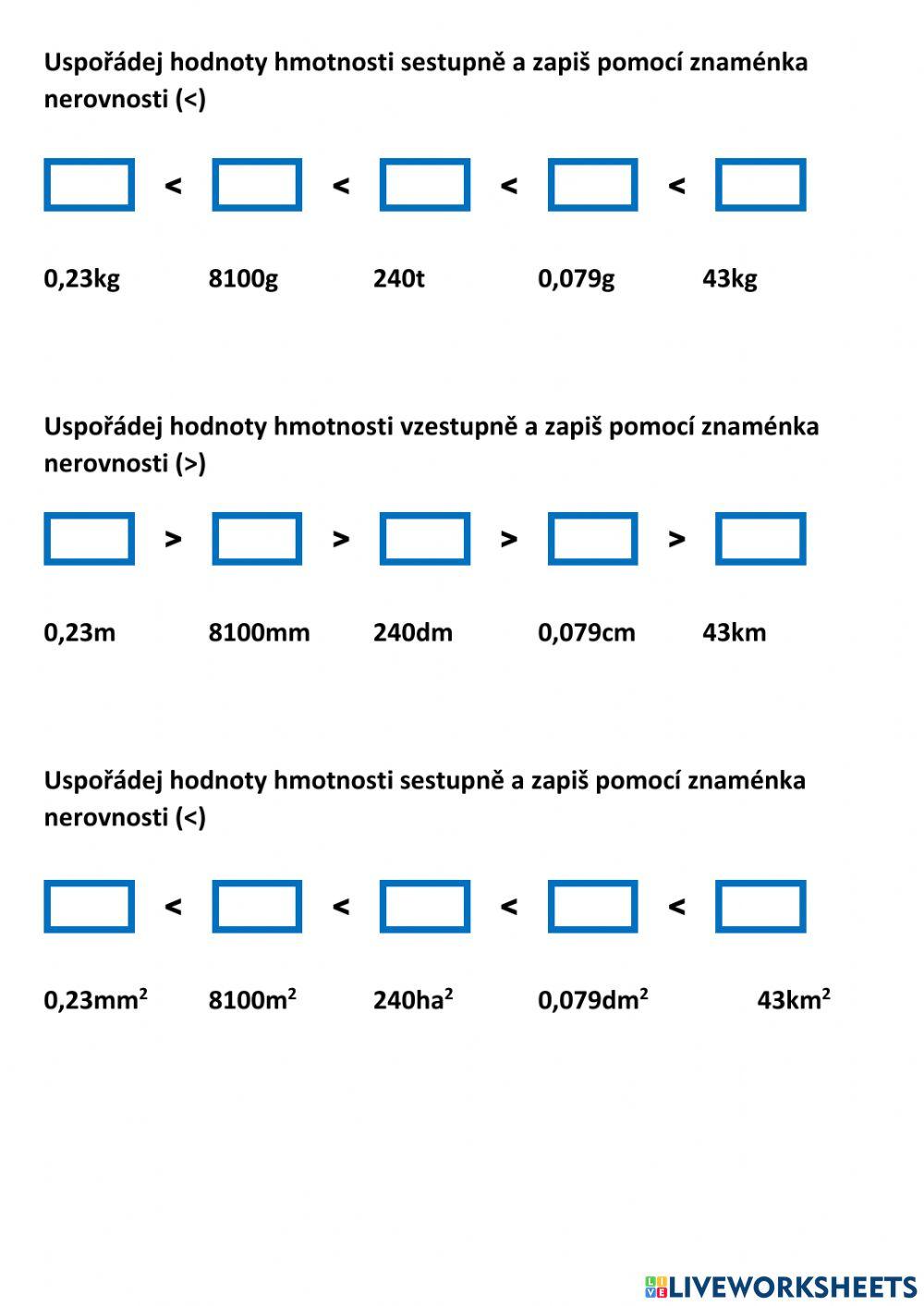 Jednotky délky, obsahu a hmotnosti