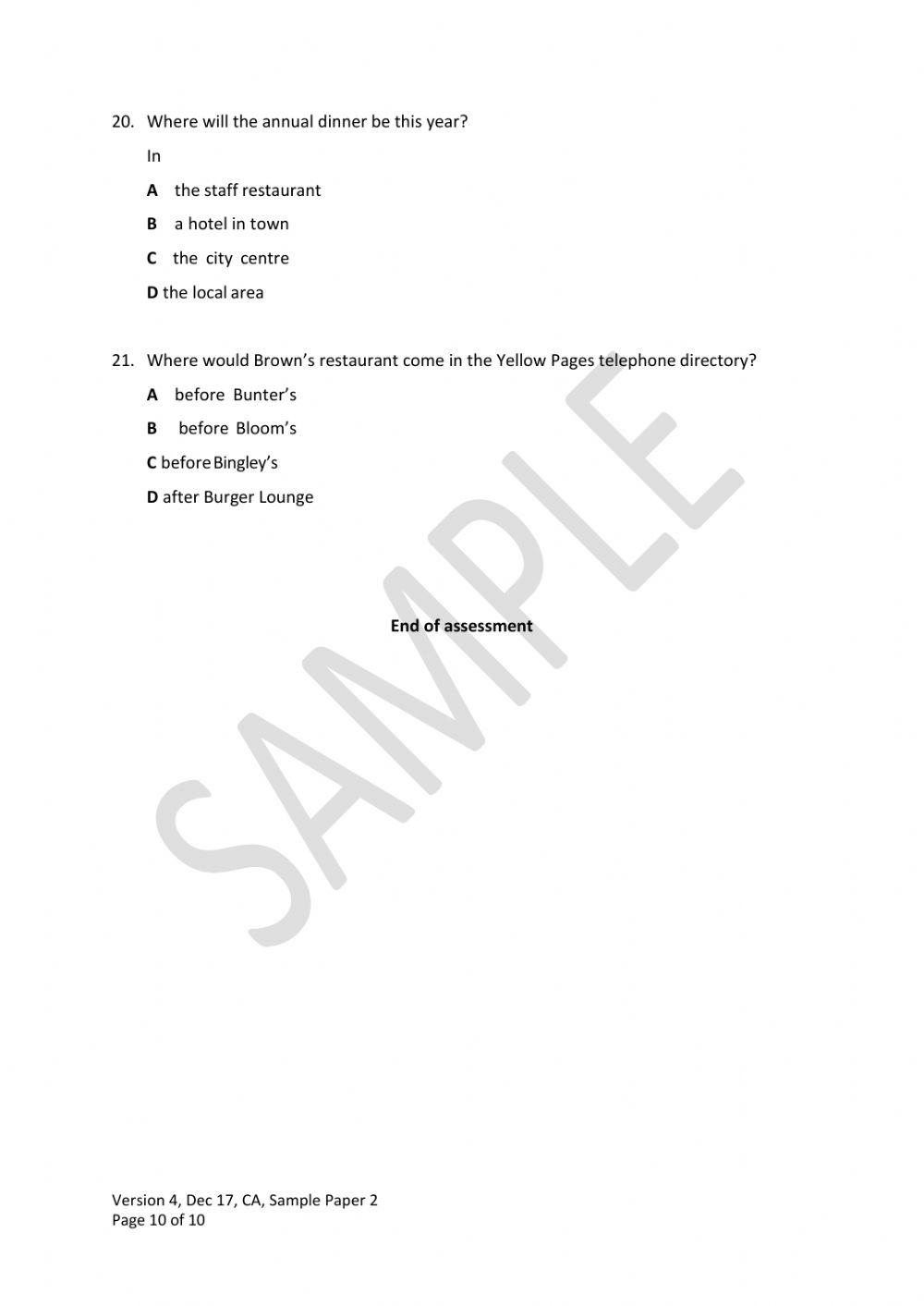 E3 Reading exam practice 2