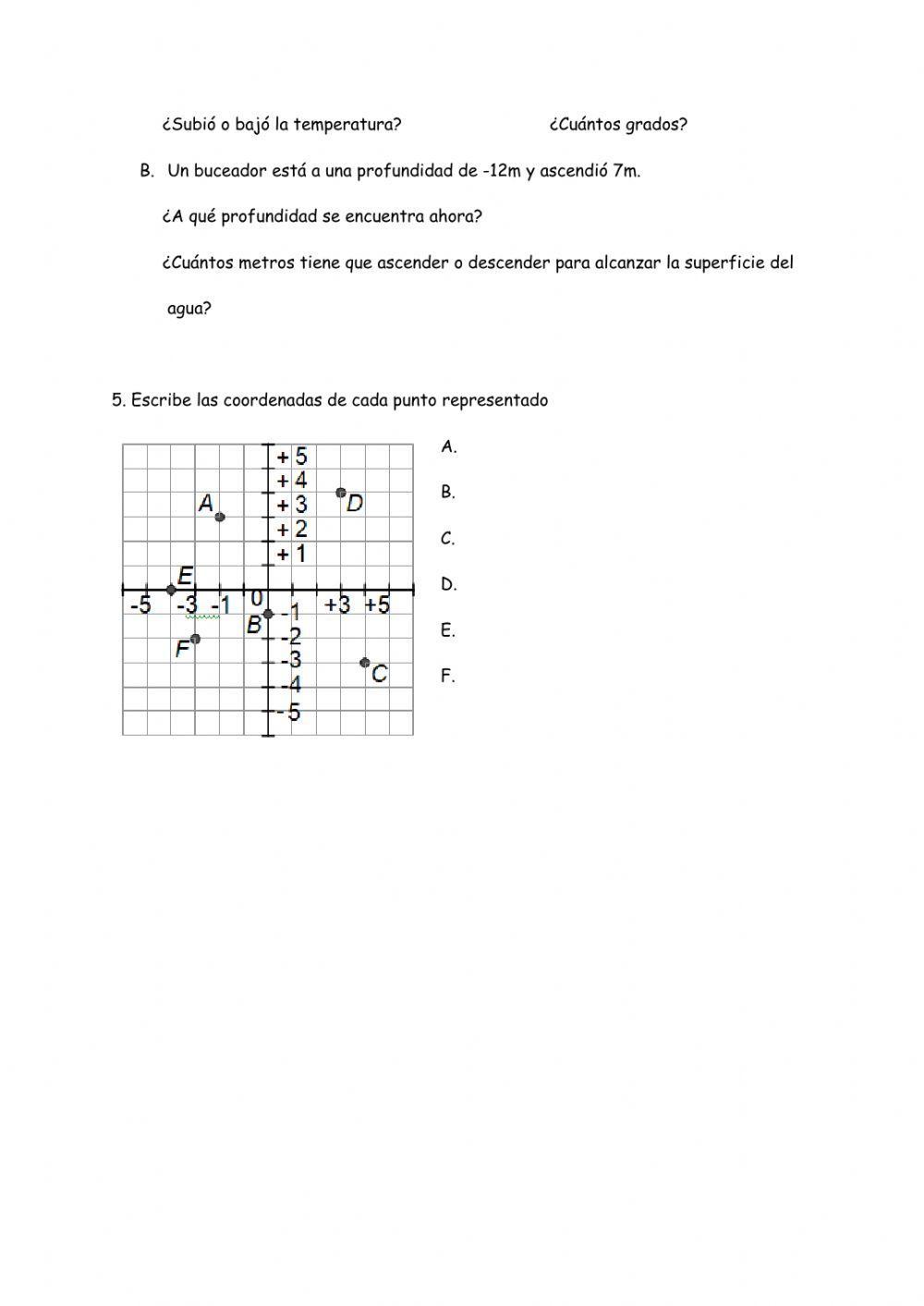 Números enteros y coordenadas cartesianas