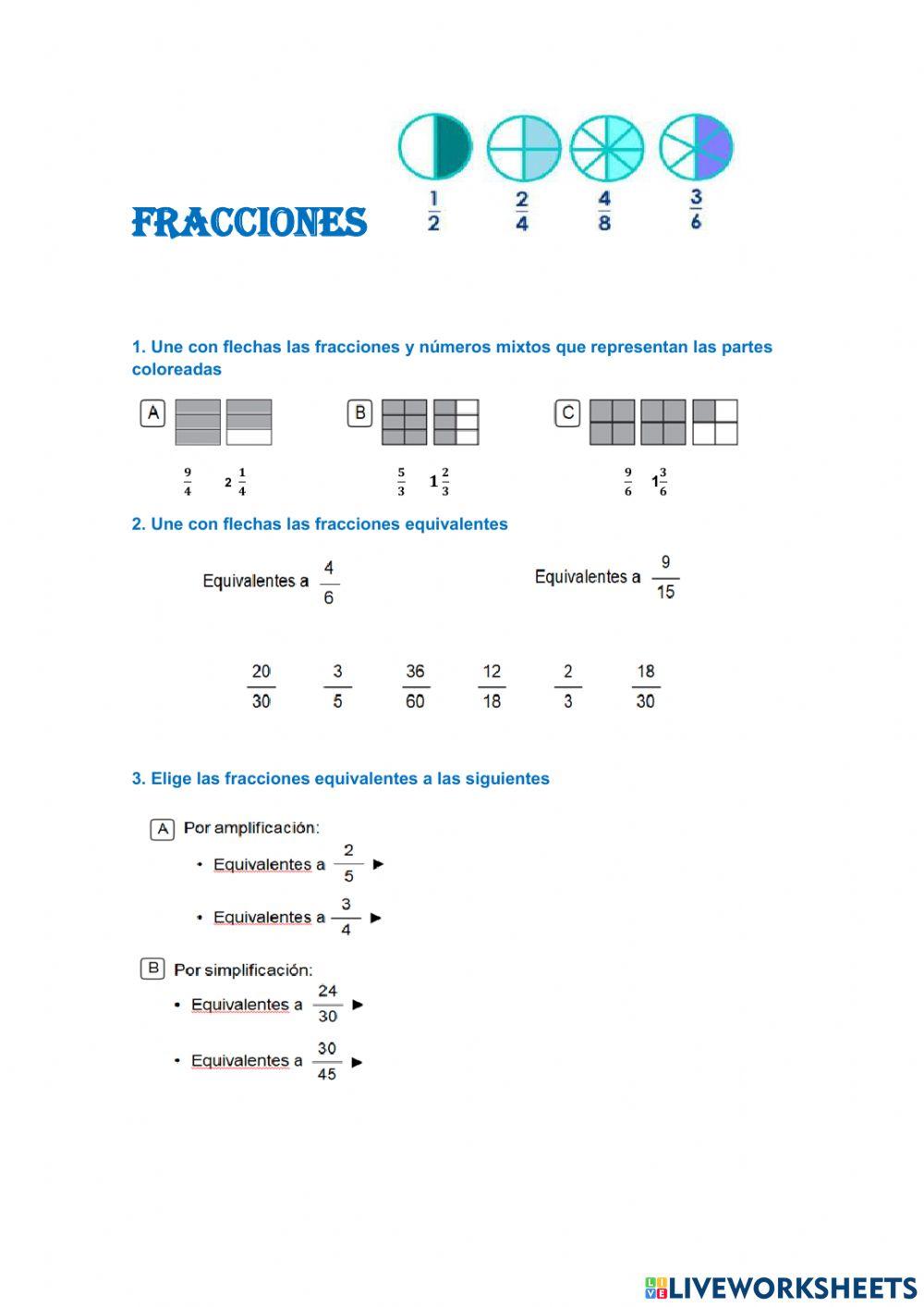 Actividades con fracciones
