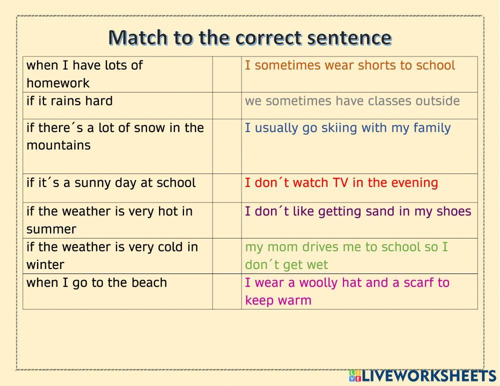 Cause and Effect sentences