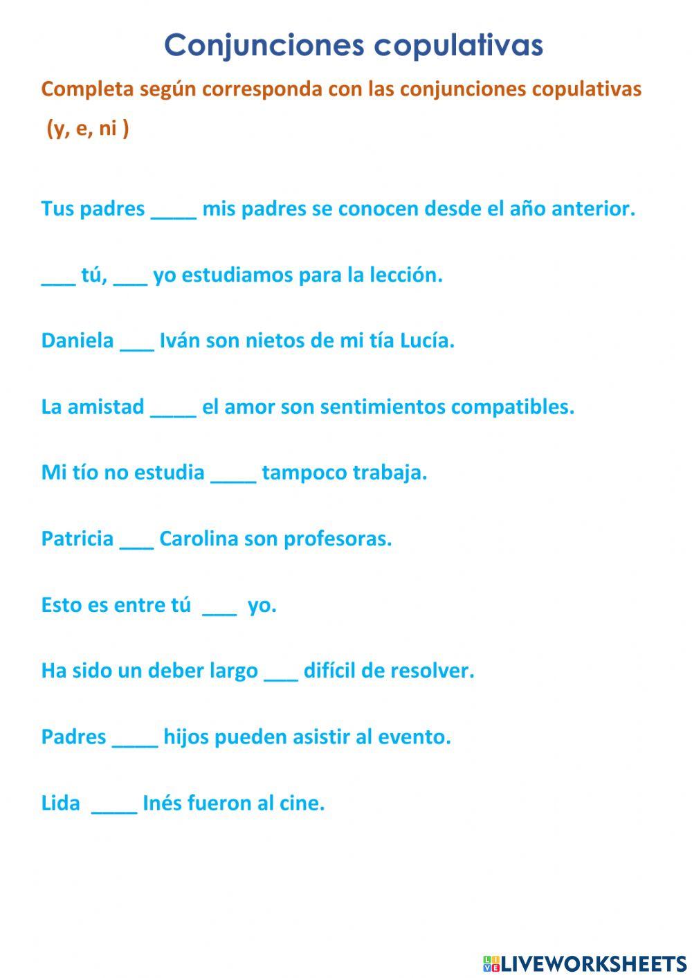 Conjunciones copulativas