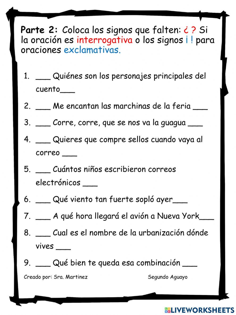 Oraciones interrogativas y exclamativas