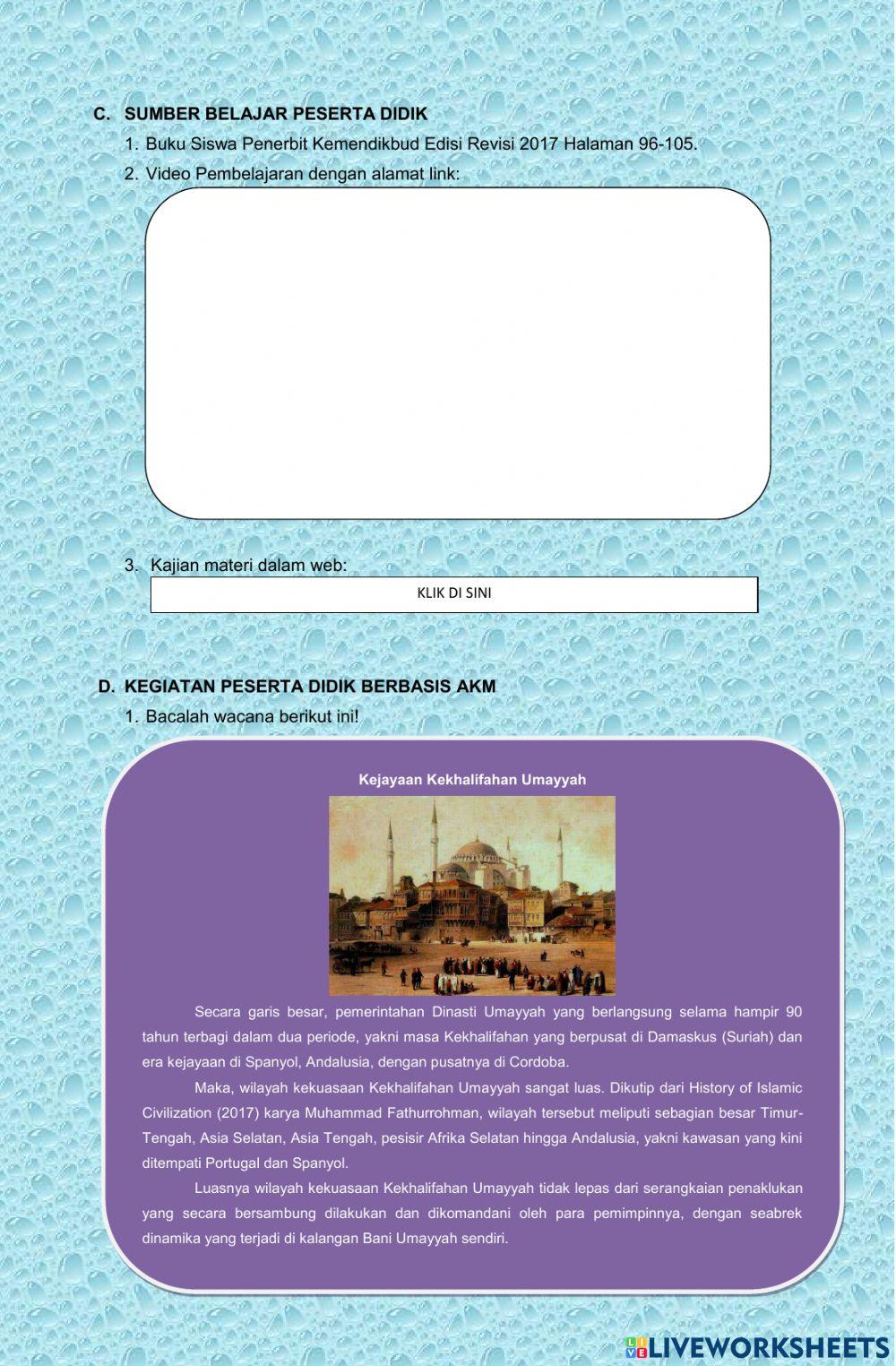 LKPD K8 KD 3.11  Memahami sejarah pertumbuhan ilmu pengetahuan masa Bani Umayah
