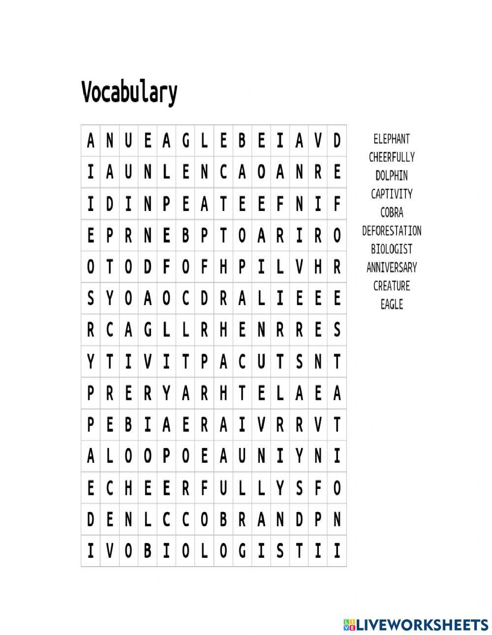 Vocabulary word search (May 7th)