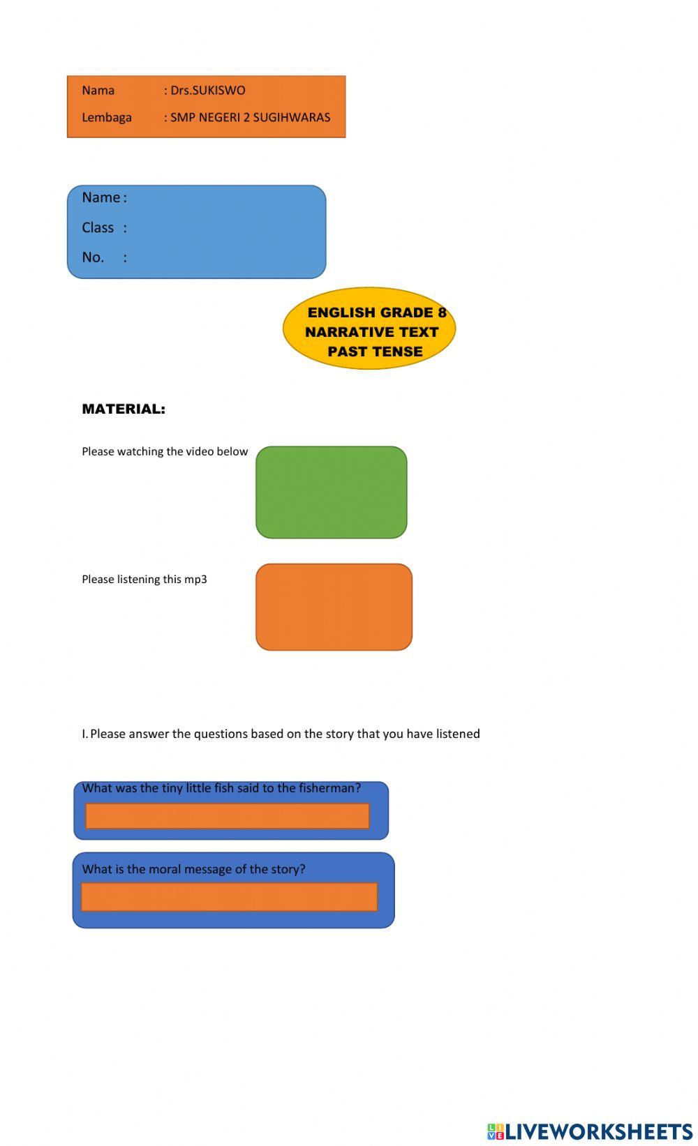 Narrative text and simple past tense