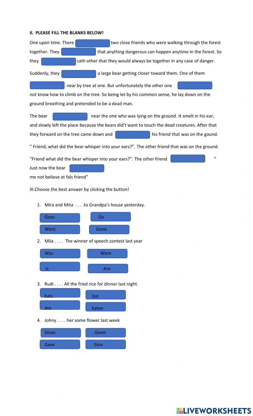 Narrative text and simple past tense