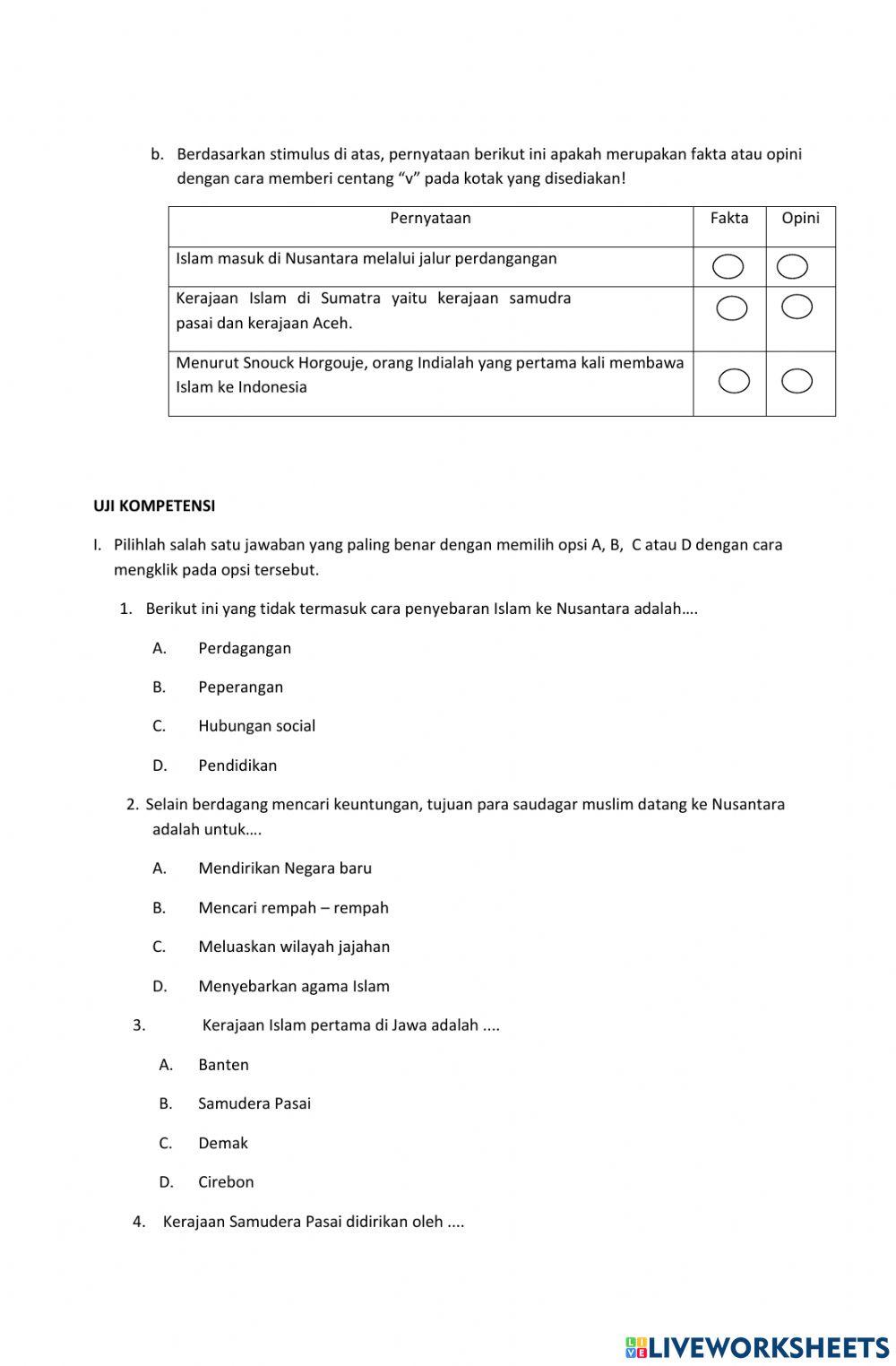 LKPD K9 KD 3.12 Memahami perkembangan Islam di Nusantara