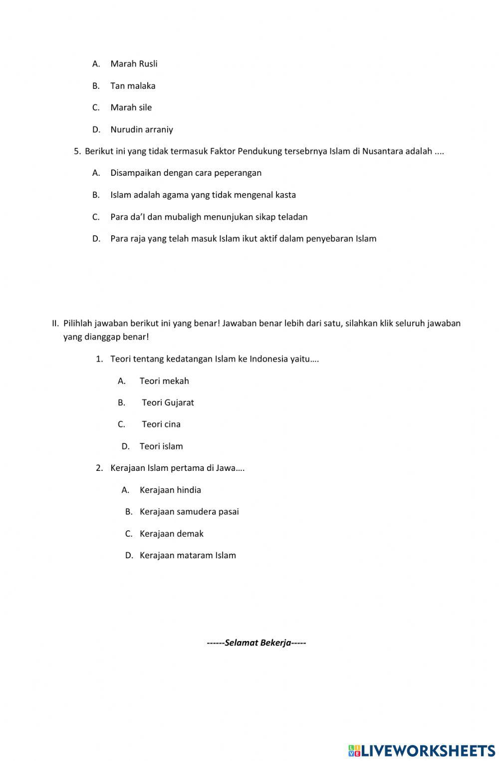 LKPD K9 KD 3.12 Memahami perkembangan Islam di Nusantara