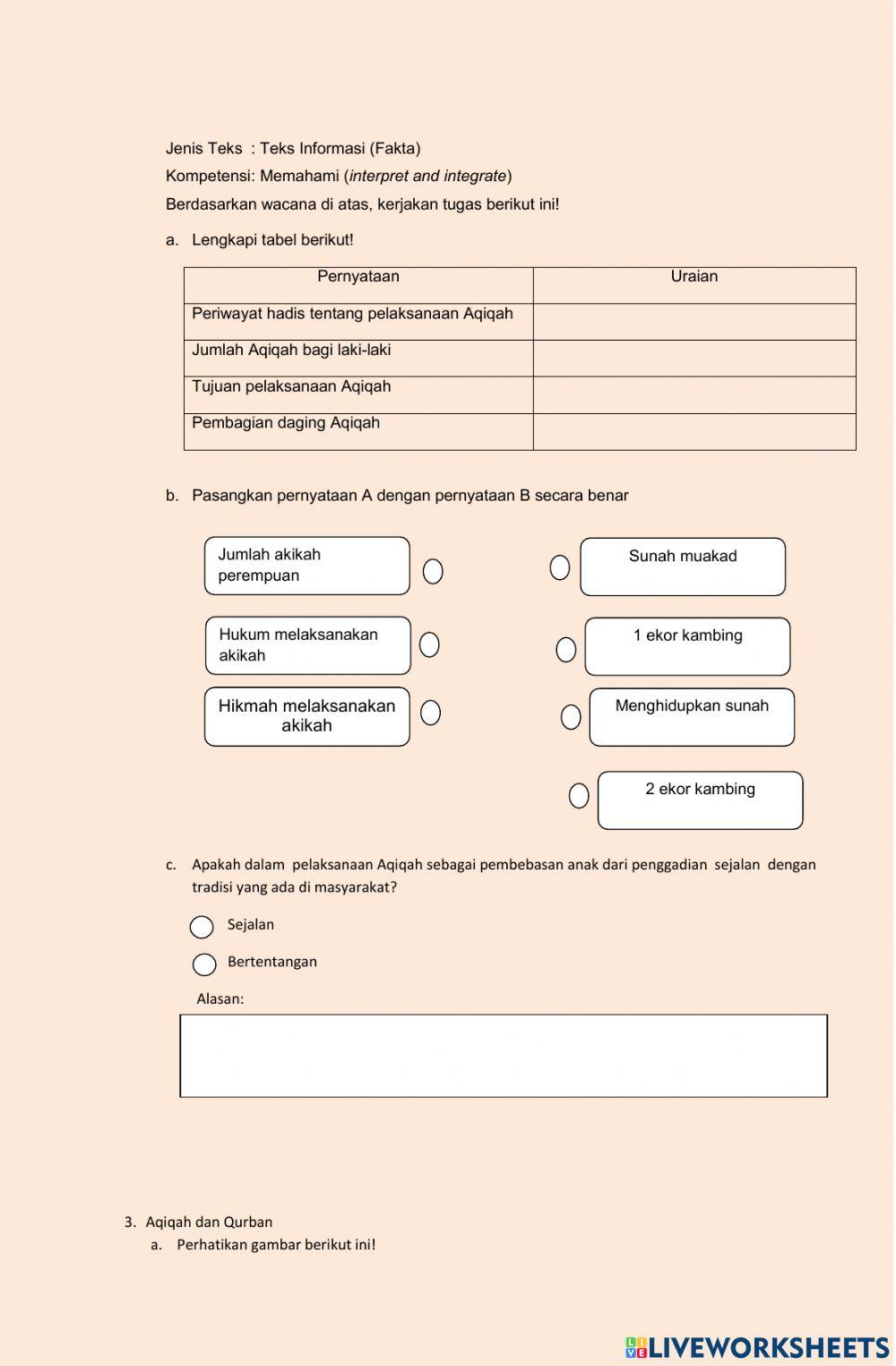 LKPD K9 KD 3.8 Memehami ketentuan aqiqah dan qurban