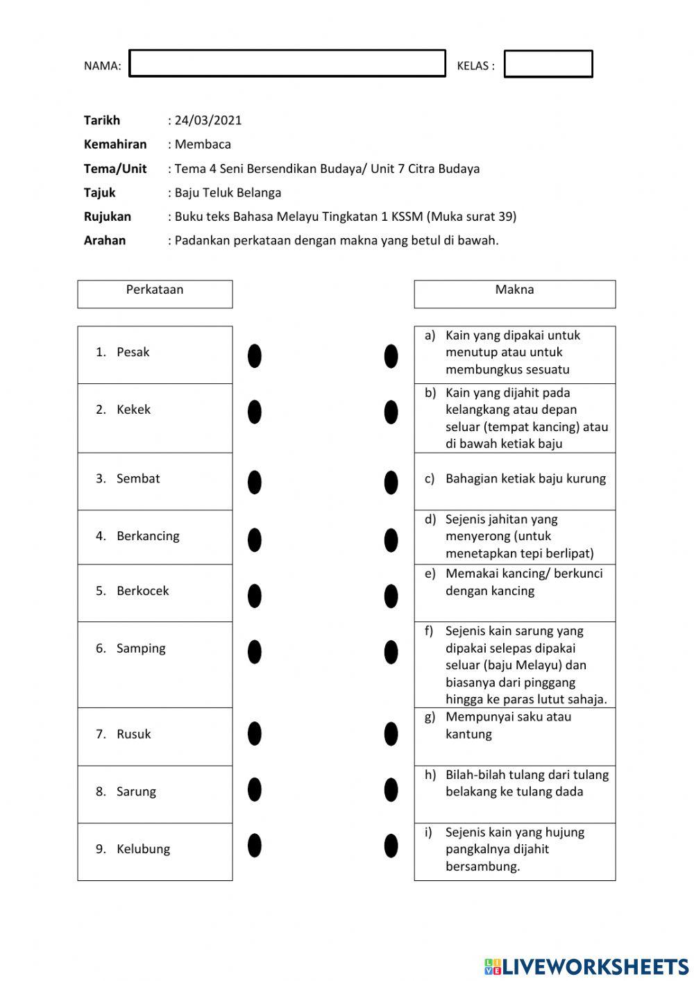 Padanan baju teluk belanga