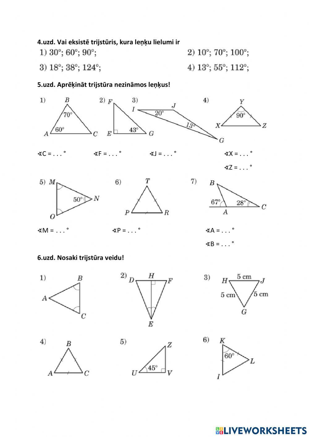 Vienādsānu un vienādmalu trijstūri.
