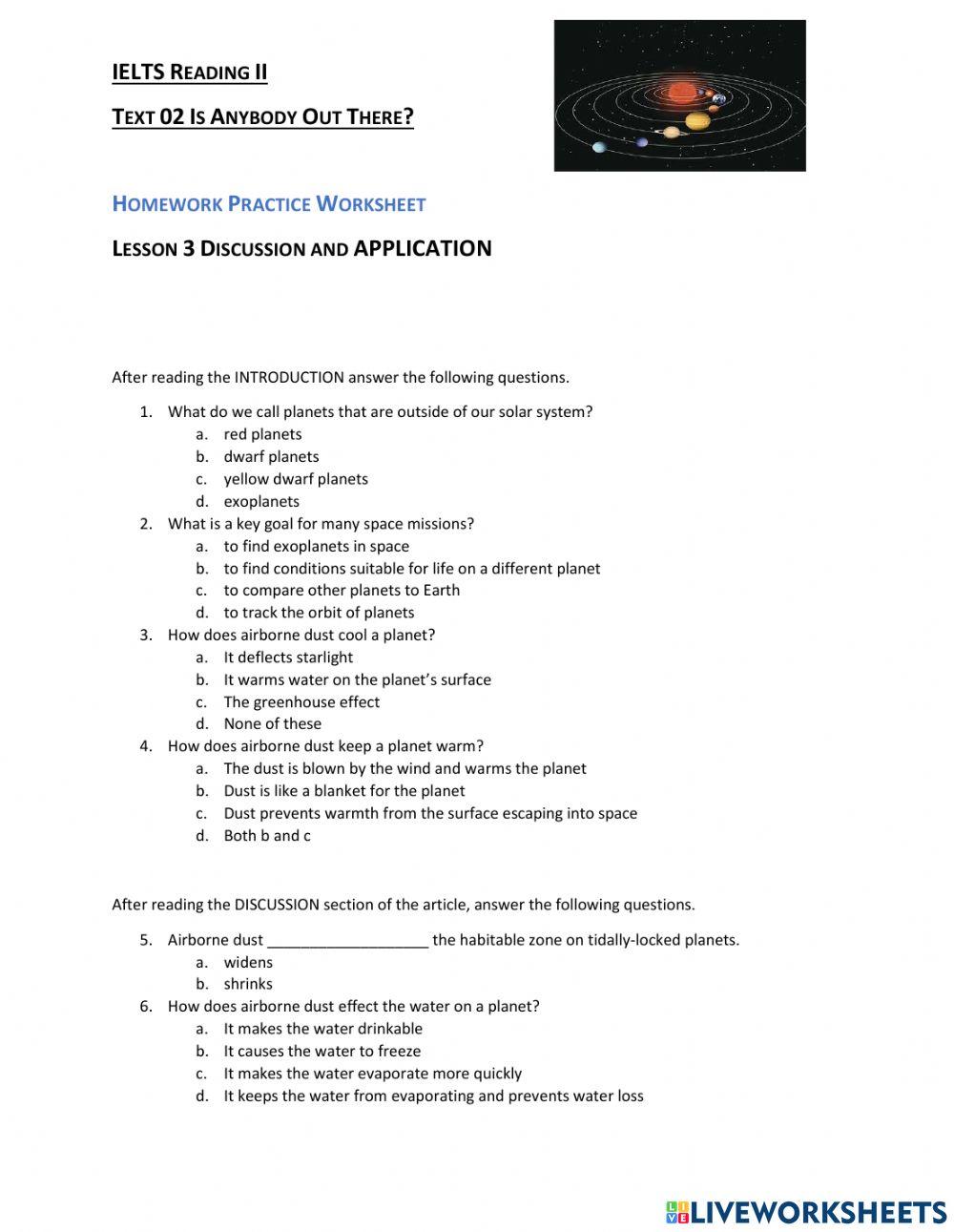 IELTS Text 02 Lesson 03 Homework- Discussion and Application