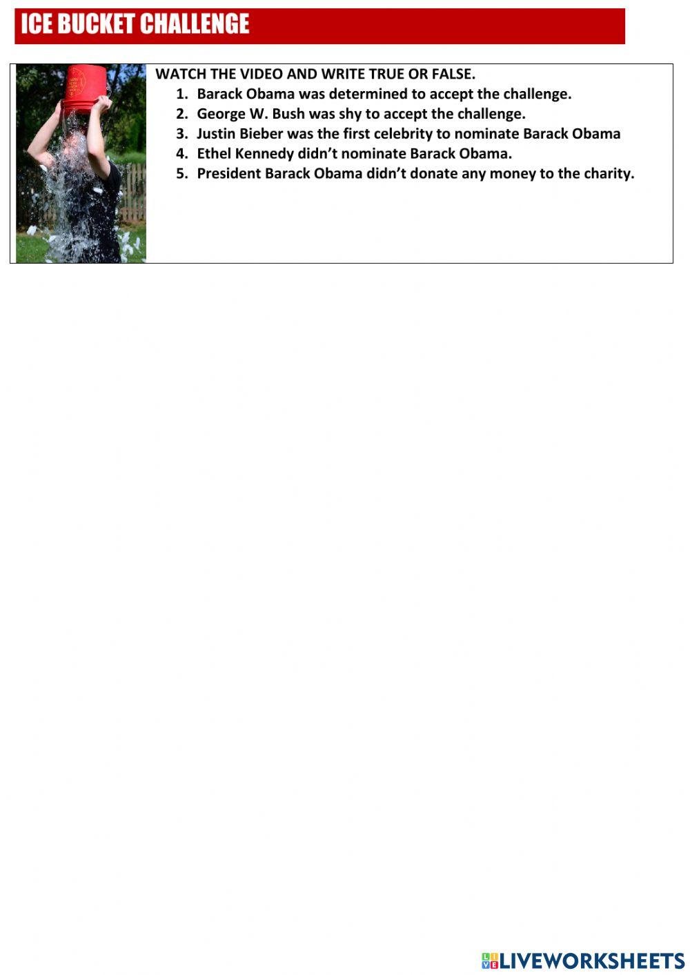 Ice bucket challenge activity