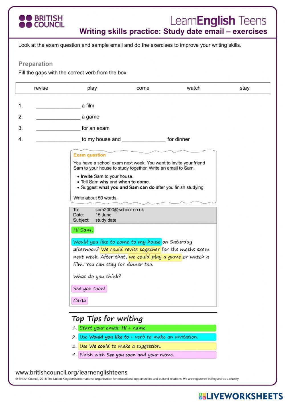 WRITING AN EMAIL (FORM 1)