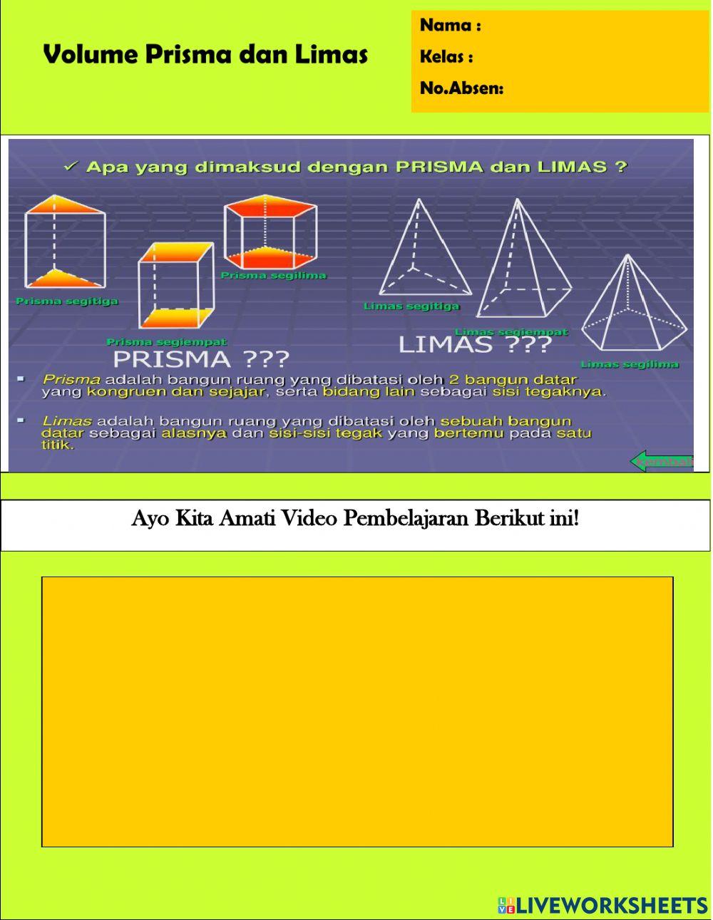 E-LKPD Matematika (Volume Prisma dan Limas)