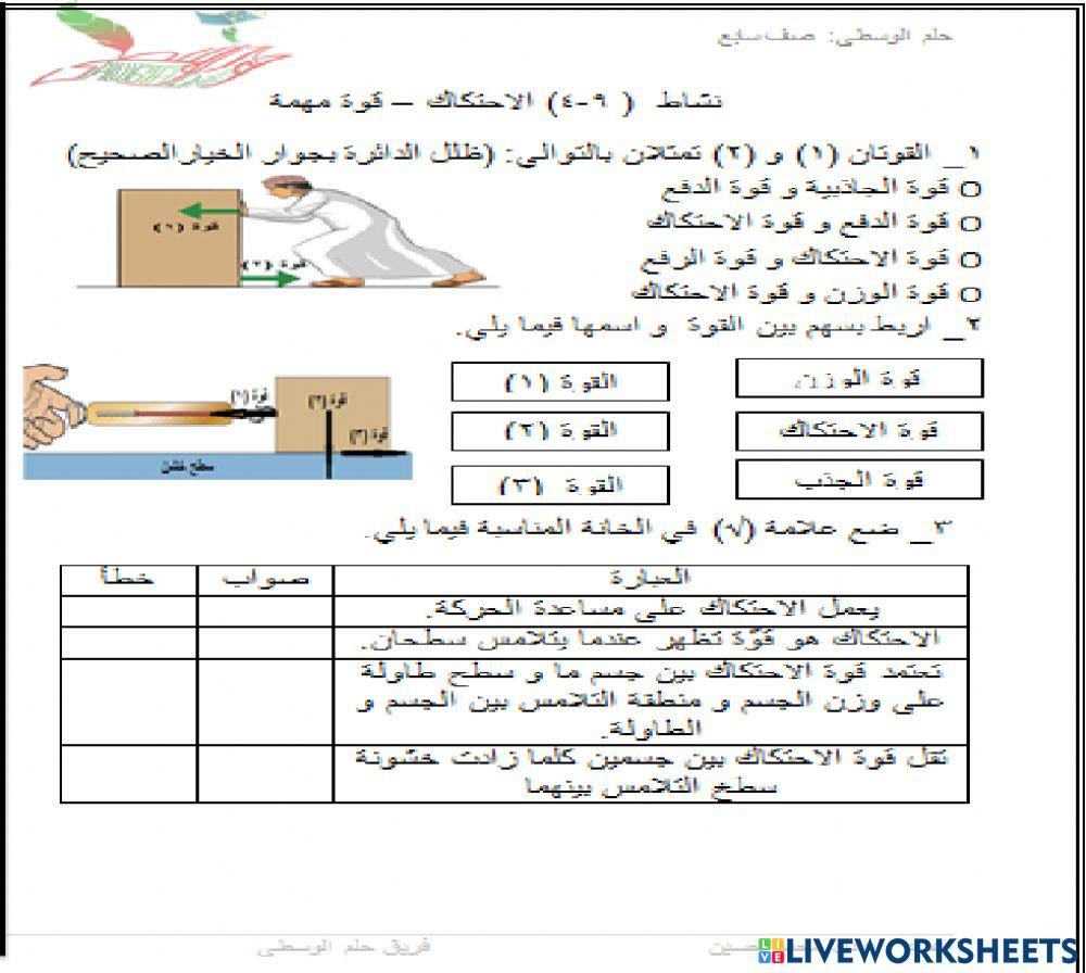 نشاط9-4: الاحتكاك-قوة مهمة