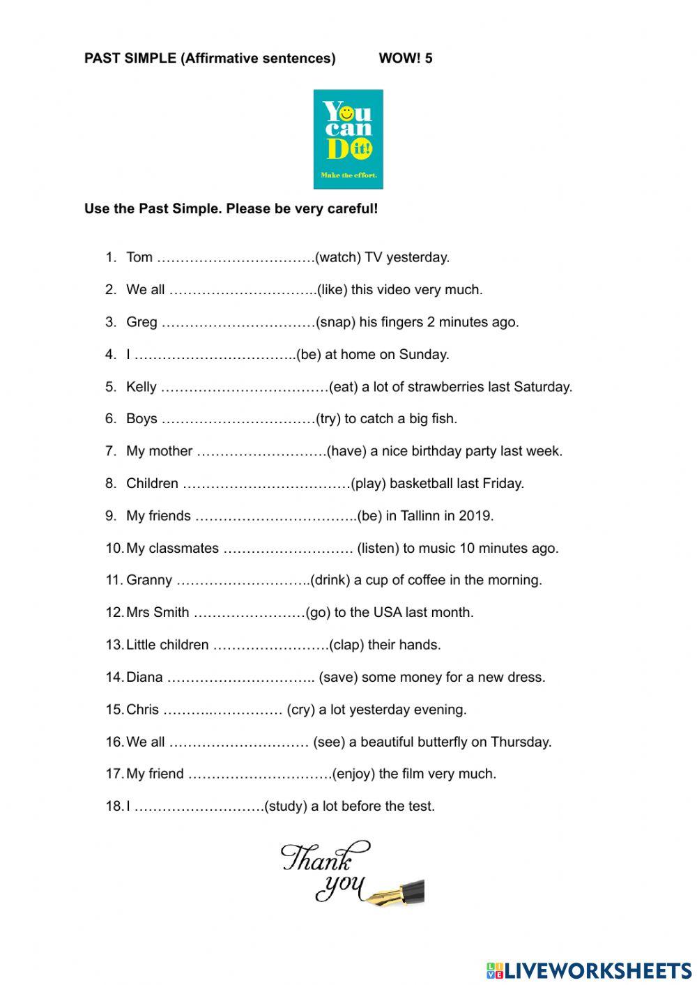 Past Simple affirmative sentences